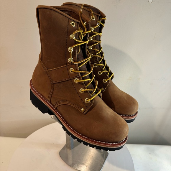 Tree Climbing/ Riding Brown logger Men’s Full Grain Leather Upper Boots - Picture 5 of 7